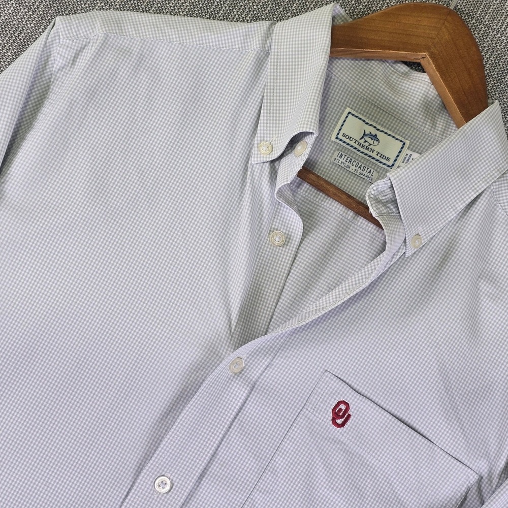Oklahoma Sooners Southern Tide Intercoastal Shirt Medium Gingham Button Down OU